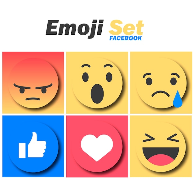 Вектор emoji set facebook