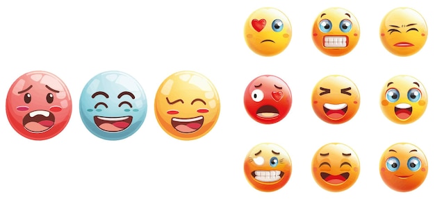 Emoji set Joyful sad and love emoticon