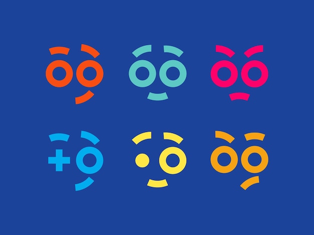Emoji set Modern professional icons smile in blue theme