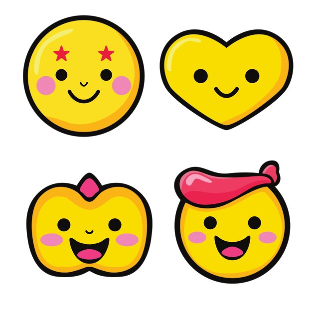 Emoji sorriso simpatico disegno icona vettoriale divertente design avatar emozione kawaii