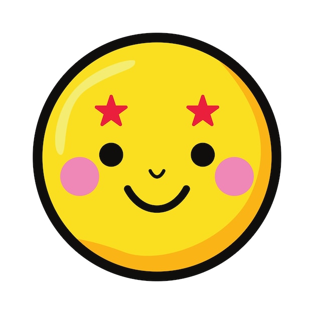 Emoji smile cute vector icon design Funny kawaii emotion avatar design