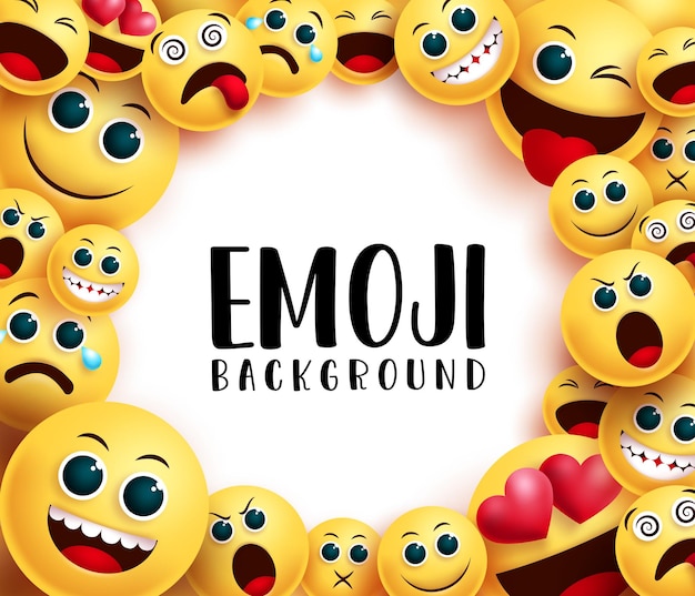 Emoji 웃는 배경 벡터 배경 템플릿 Emoji 배경 텍스트 흰색 원에 비어 있습니다.