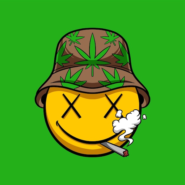 Vector emoji smoking weed streetwear cartoon