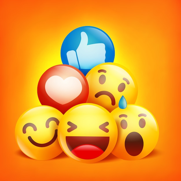 Emoji stripfiguren. reacties op sociale netwerken