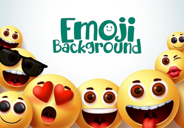 Emoji Векторный фон дизайн Emoji фон смешных и счастливых выражений лица
