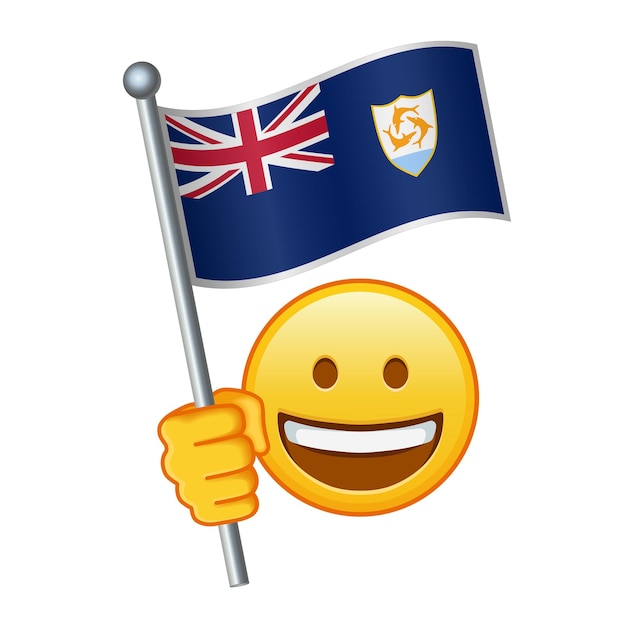 Vector emoji with anguilla flag large size of yellow emoji smile