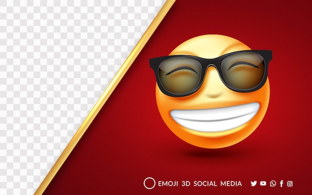 Vettore emoji con occhiali da sole neri e un sorriso allegro