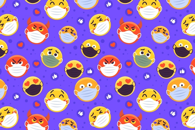 Emoji with face mask pattern