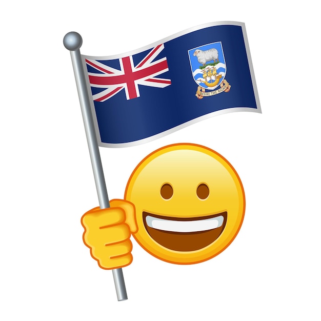 Vector emoji with falkland islands flag large size of yellow emoji smile