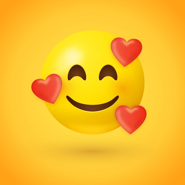 Vector emoji with hearts