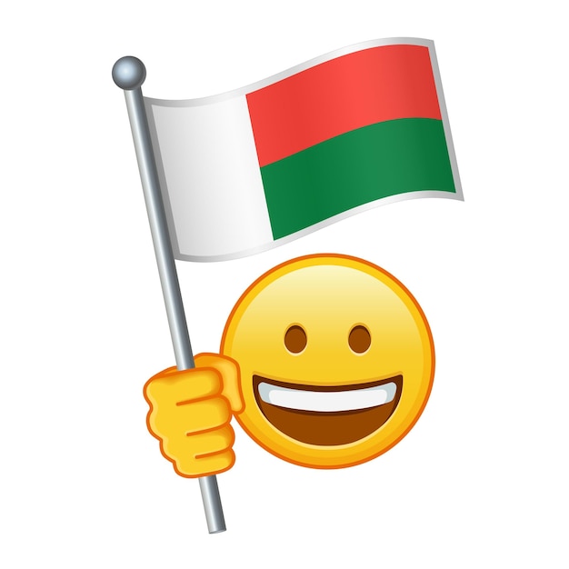 Vettore emoji con la bandiera del madagascar grandi dimensioni di emoji gialli sorriso