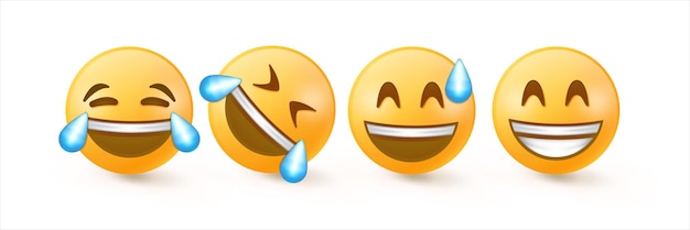 Vector emoji with realistic laughing expression