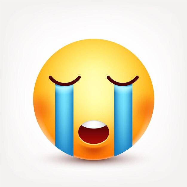 Emoji faccia gialla con emozioni emoji realistiche triste o felice emoticon arrabbiato umore personaggio di cartone animato