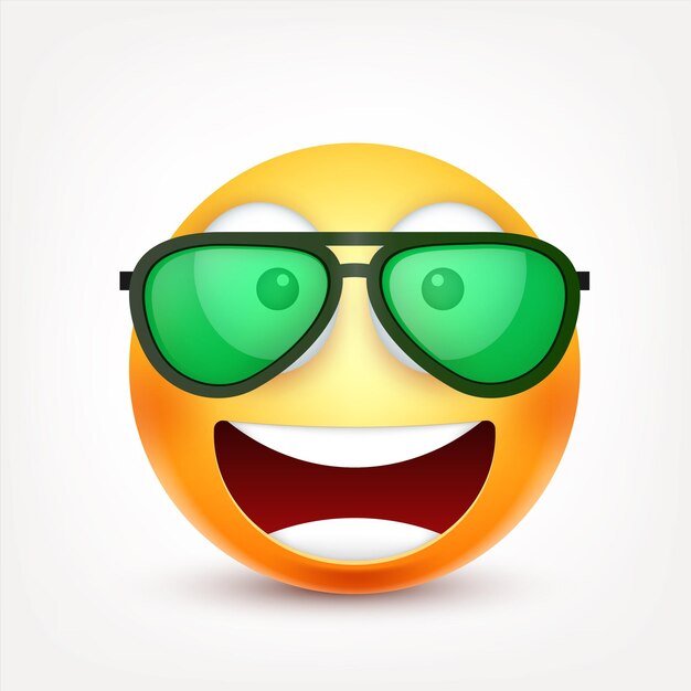 Vector emoji yellow face with emotions realistic emoji sad or happy angry emoticon mood cartoon character