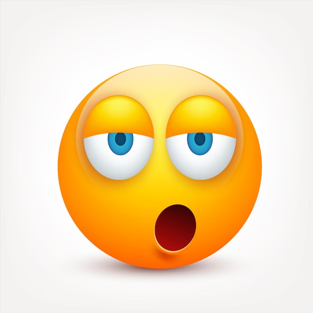 Vector emoji yellow face with emotions realistic emoji sad or happy angry emoticon mood cartoon character