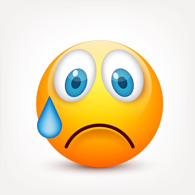 Vector emoji yellow face with emotions realistic emoji sad or happy angry emoticon mood cartoon character