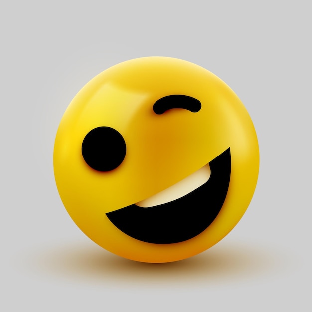 Emoji yellow winking face. Funny cartoon emoticon