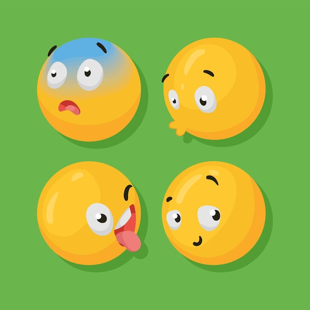 Emojis 3d style four icons