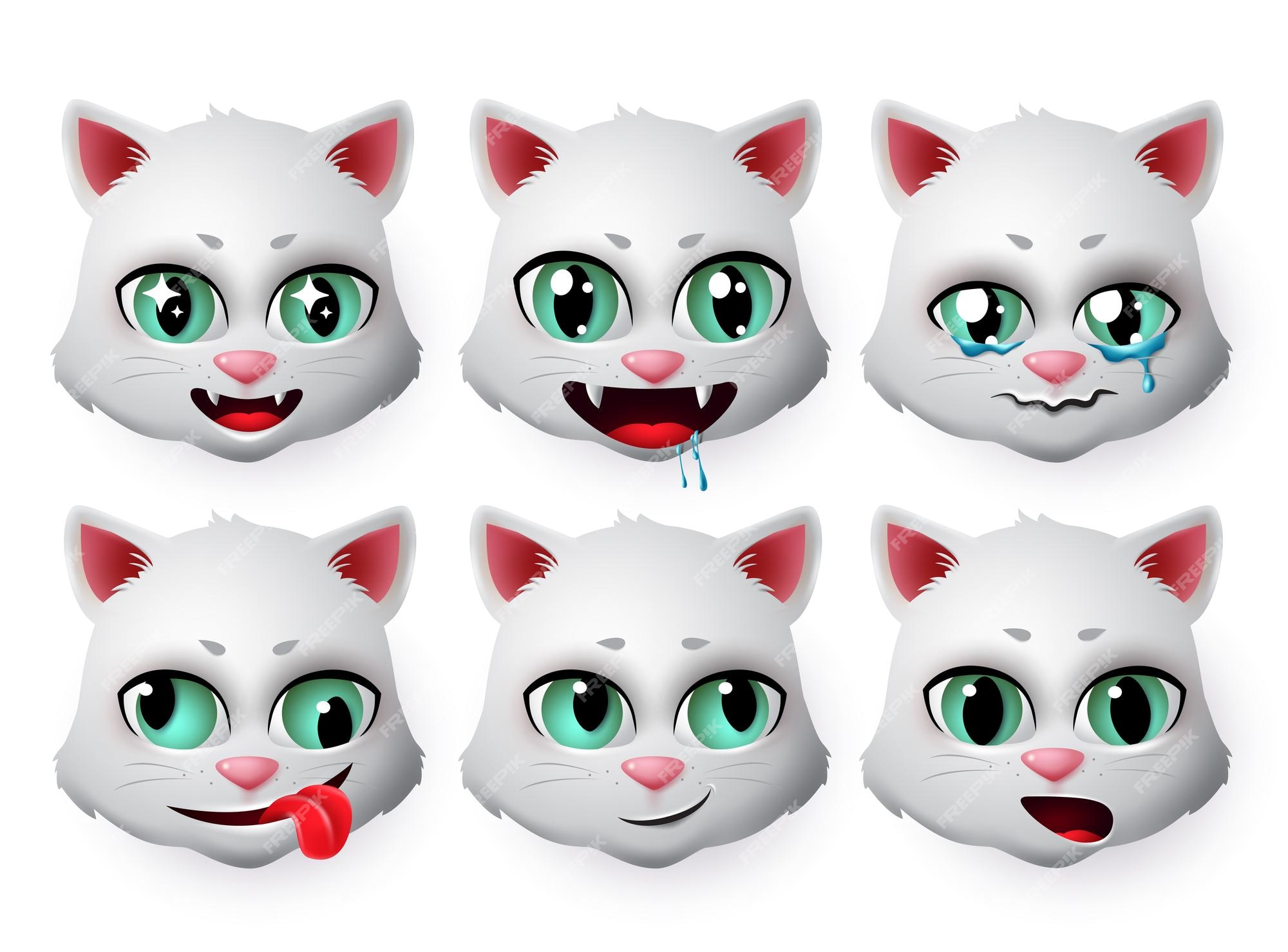 Emoji cat vector set. Cats kitten face emoji and icon in emotions of shy  and inlove isolated in white background. 3d realistic vector illustration  Stock Vector Image & Art - Alamy