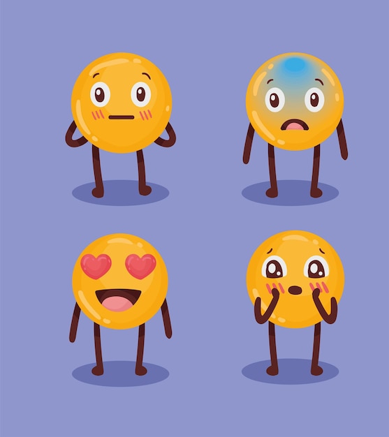 Vector emojis characters set four icons