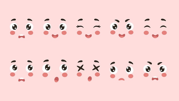 emojis emotions set of emotions cute facial expressions human emotions cartoon emojis sad