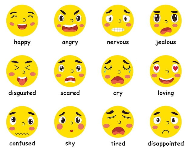 Vector emojis feelings chart