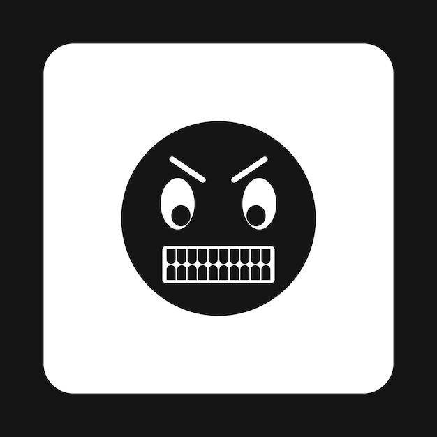 Emoticon in anger icon in simple style isolated on white background