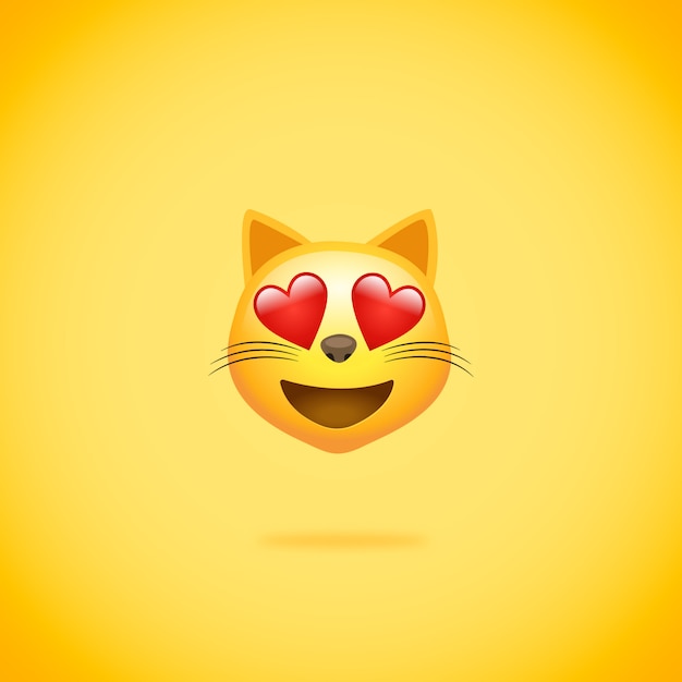 Vector emoticon cat in love whatsapp