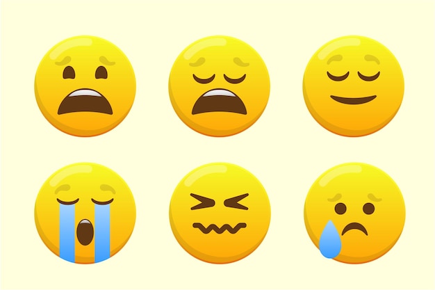 Vector emoticon collections cry and sad