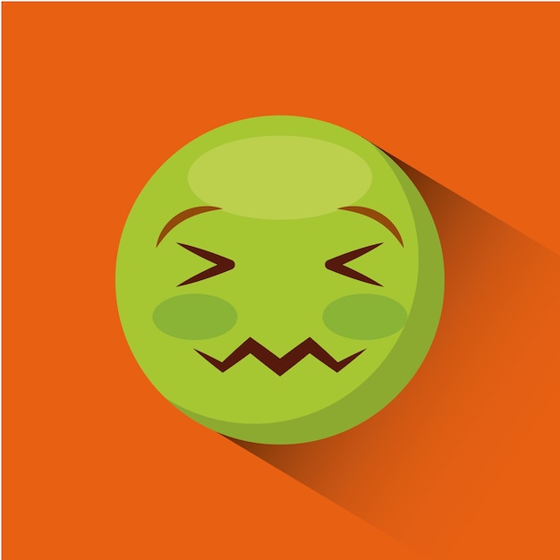 Emoticon   confounded  face  icon over orange background. colorful design. vector illustration