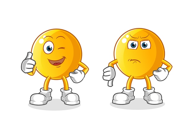 Emoticon duimen omhoog en duim omlaag cartoon afbeelding