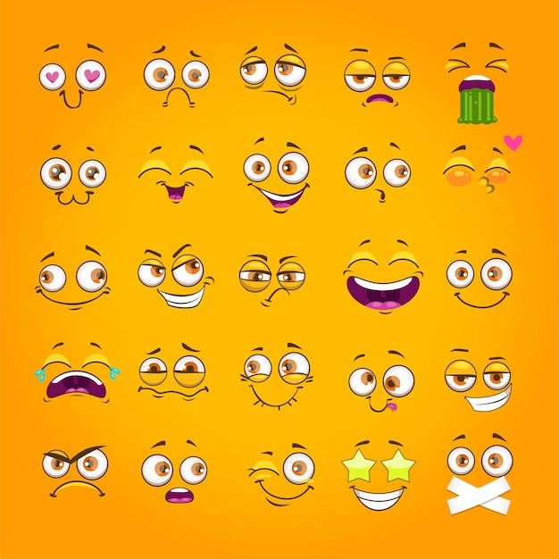 Vettore collezione di volti di emoticon