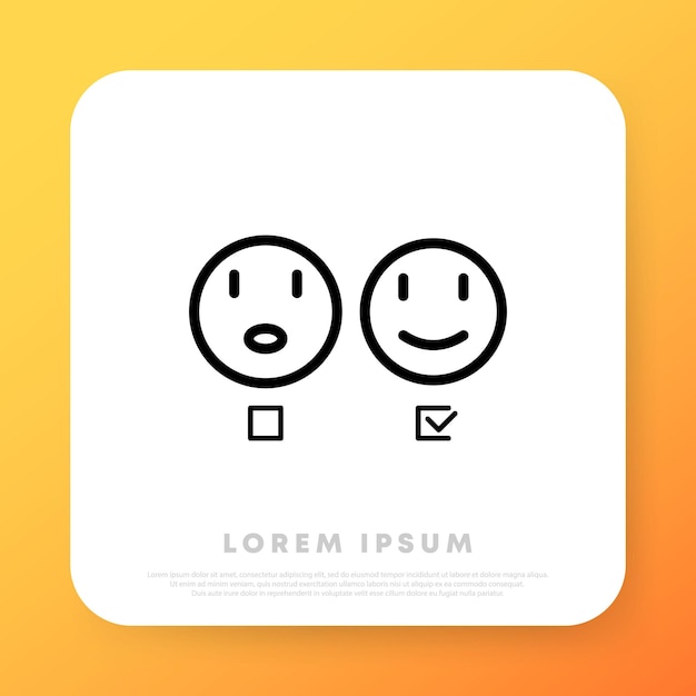 Emoticon feedback icon customer satisfaction vector line icon for business and advertising