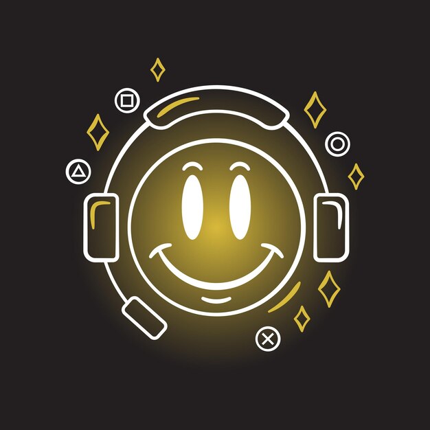 emoticon gamer icon vector illustration emoji on isolated background headphones sign concept