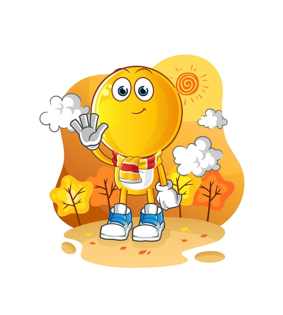 Emoticon head cartoon in the autumn. cartoon mascot vector