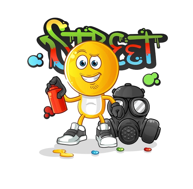 Emoticon head cartoon graffiti artist vector cartoon character