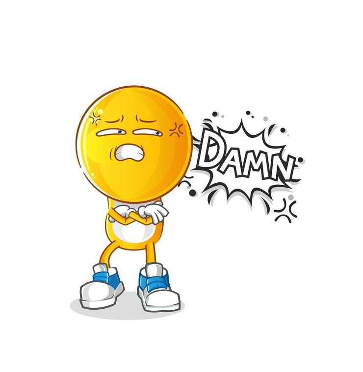Emoticon head cartoon very pissed off illustration. character vector