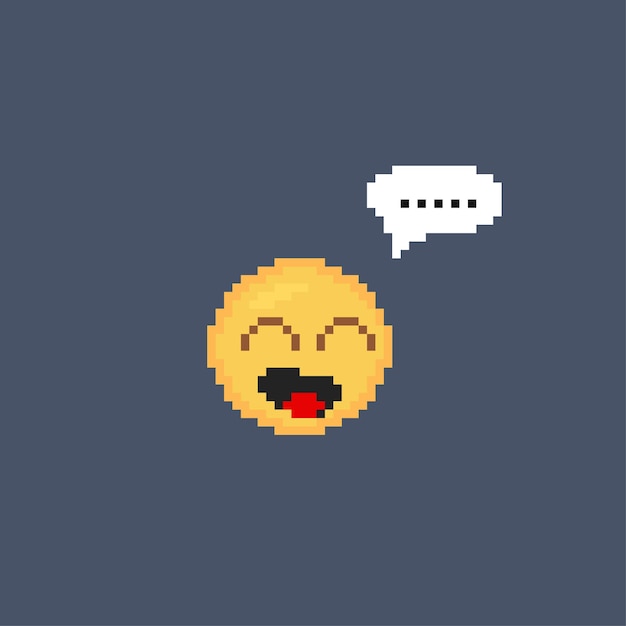 emoticon head with speech bubble in pixel style