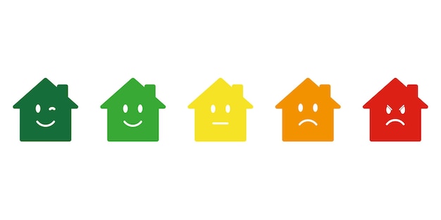 Emoticon huis pictogram vector pictogram Klantenfeedback of beoordeling Set van vectorillustraties EPS 10