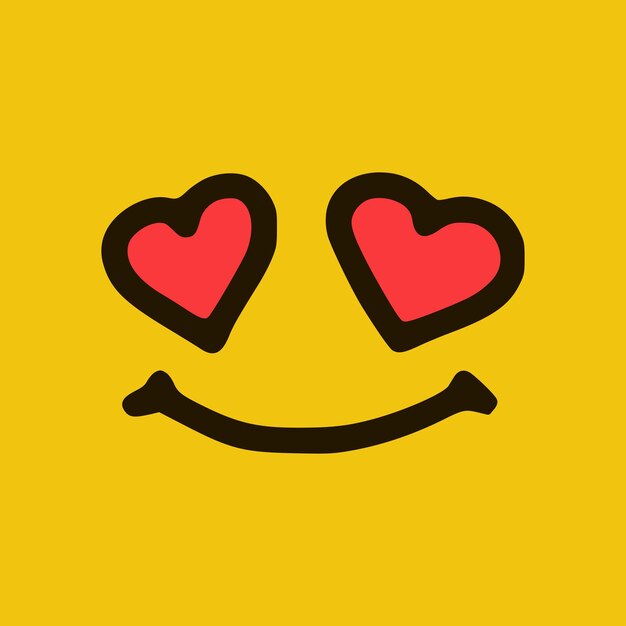 Emoticon in love in doodle style