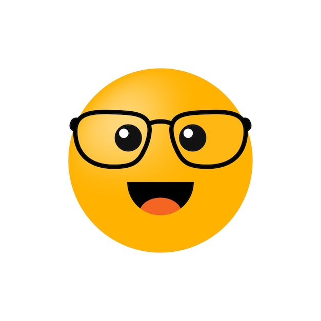 Emoticon met bril geïsoleerd op witte achtergrond