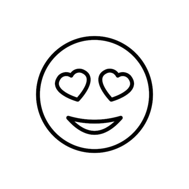 Emoticon met hartvormige ogen lijn pictogram Glimlach emoji express emotie gevoel reactie stuur bericht messenger Online communicatieconcept Vector zwarte lijn pictogram op een witte achtergrond