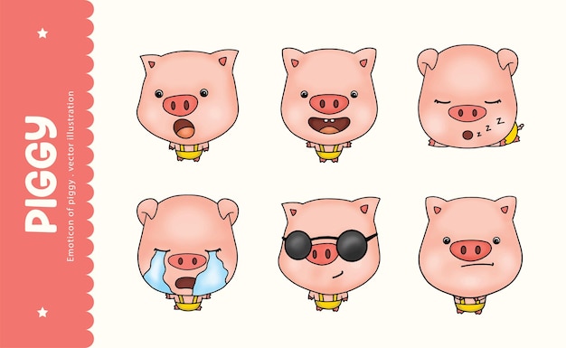 Emoticon of pig . vector illustration