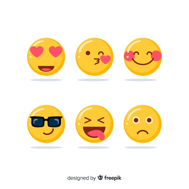 Vector emoticon reaction collection