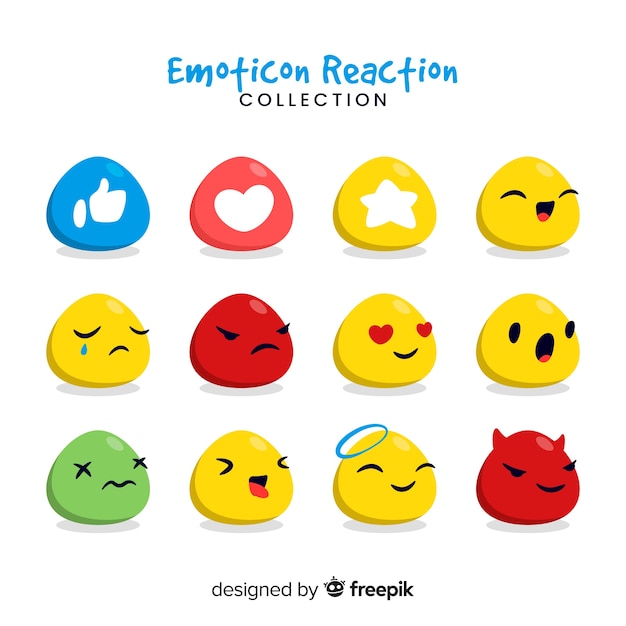 Vector emoticon reaction collection