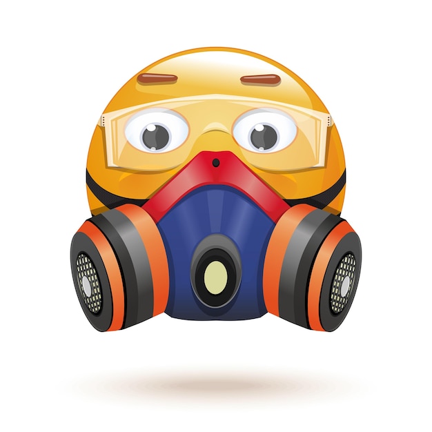 Emoticon in a respirator emoji in a muzzle