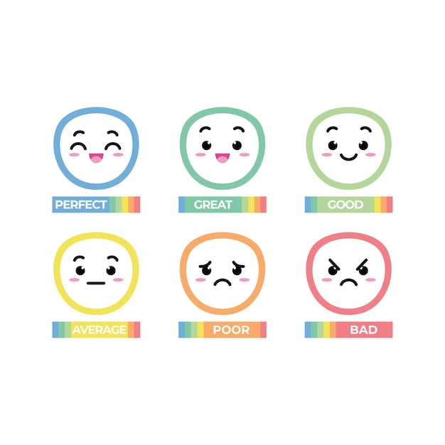 Vector emoticon set for feedback concept