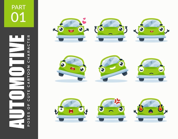 ベクトル 車の絵文字セット。セットする。