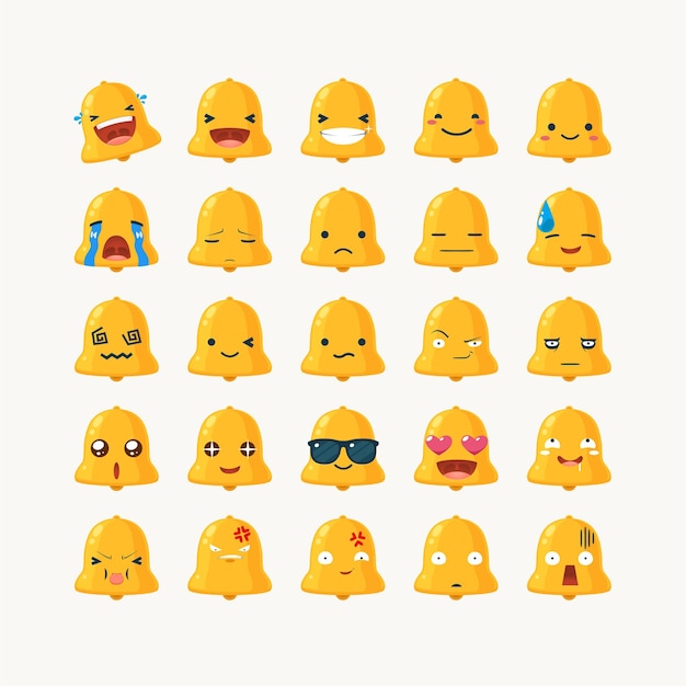 Vector emoticon set van de gouden bel.