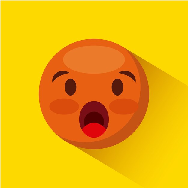 emoticon surprised face icon over yellow background. colorful design. vector illustration